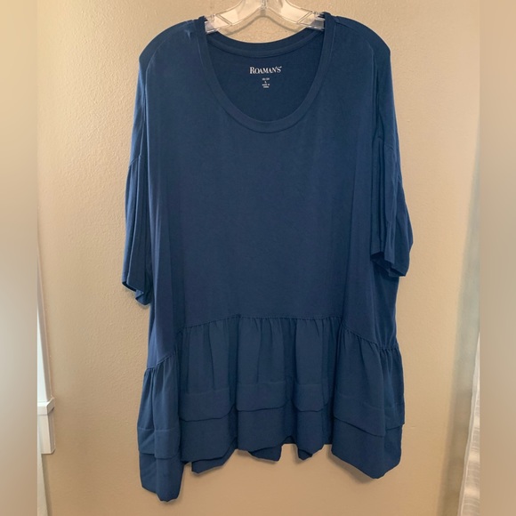 Roaman's Tops - Roaman's Women's Plus Size Peplum Tee T-shirt Size 18/20 Slate Blue